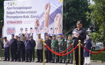 Pastikan Jelang Idul Fitri Aman dan Kondusif, Kasrem 062/Tn Hadiri Apel Kesiapsiagaan Satgas Pemberantasan Premanisme di Kabupaten Garut