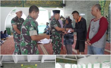 Danrem 062/Tn Secara Simbolis Salurkan Pendistribusian Zakat Fitrah 1446 H/2025 M Anggota Makorem 062/Tn